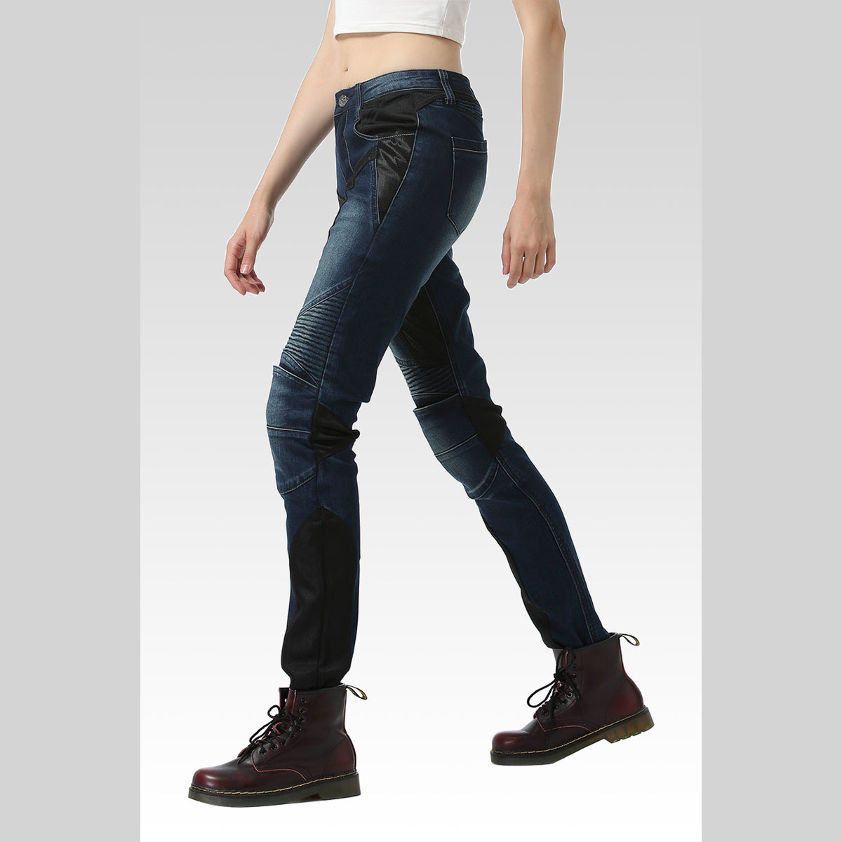 Women’s Summer Slim-Fit Motorcycle Mesh Jeans
