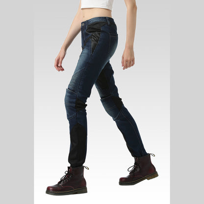 Women’s Summer Slim-Fit Motorcycle Mesh Jeans