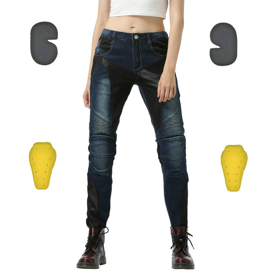 Women’s Summer Slim-Fit Motorcycle Mesh Jeans
