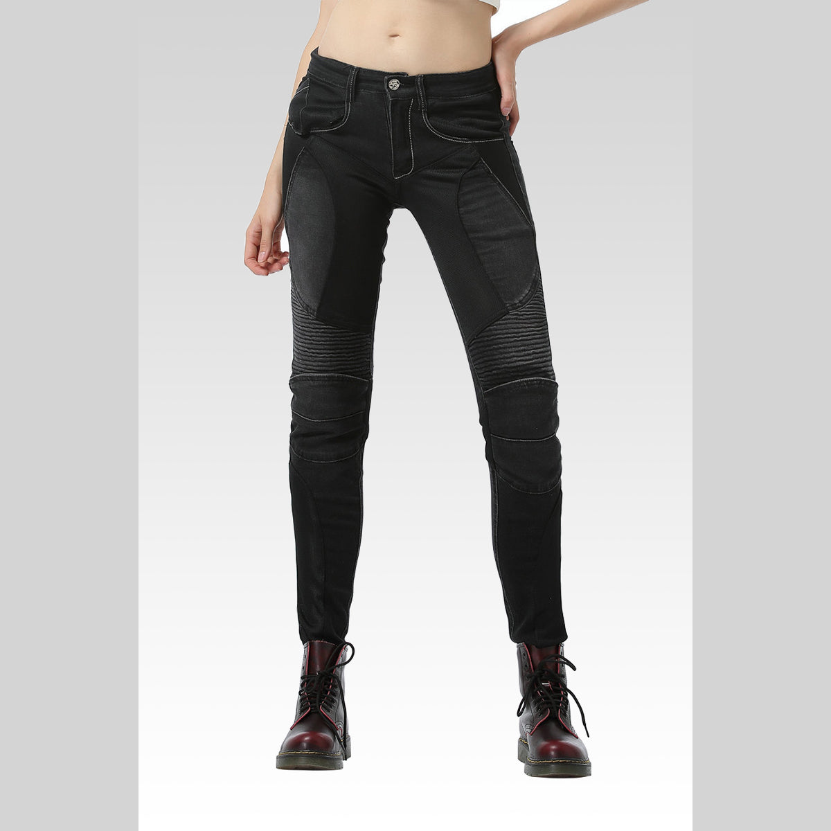 Women’s Summer Slim-Fit Motorcycle Mesh Jeans
