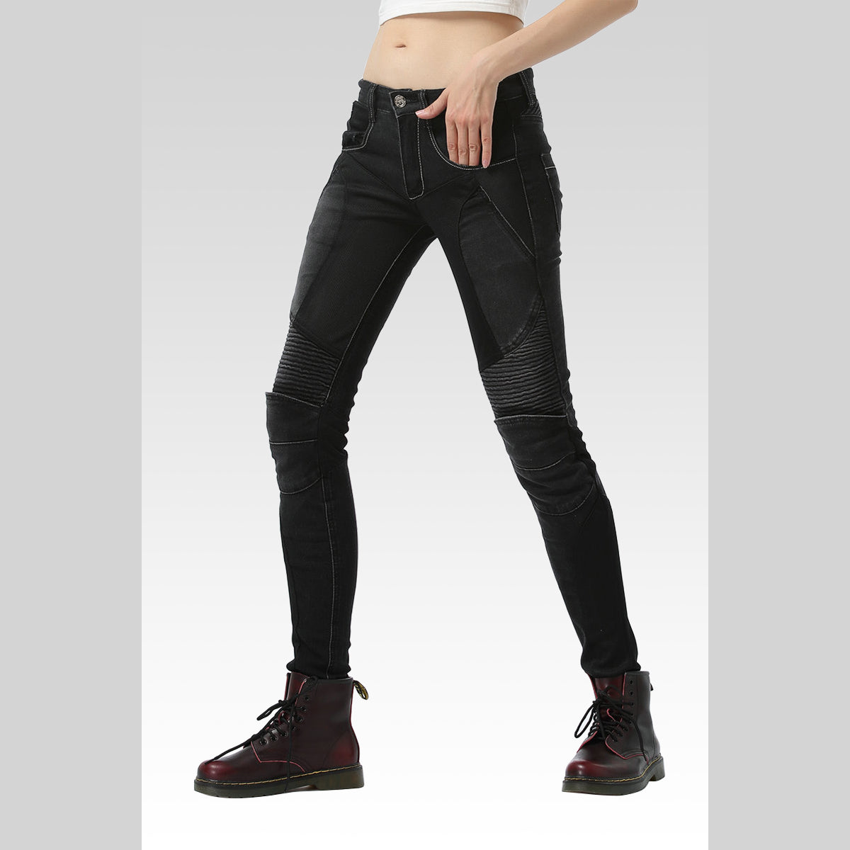 Women’s Summer Slim-Fit Motorcycle Mesh Jeans
