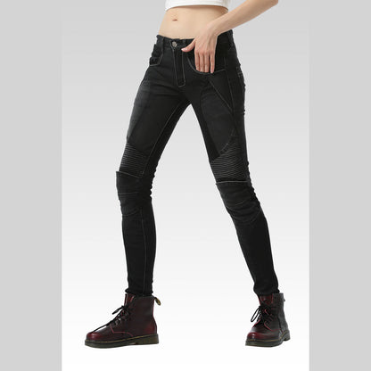 Women’s Summer Slim-Fit Motorcycle Mesh Jeans
