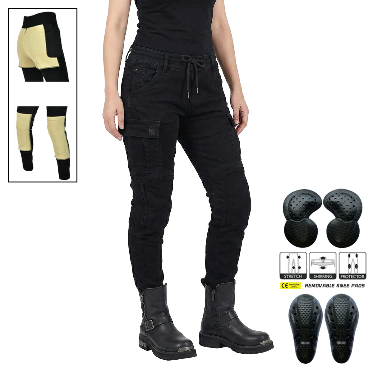 Women’s Motorcycle Kevlar K‑6 Casual Tapered Leg Riding Pants