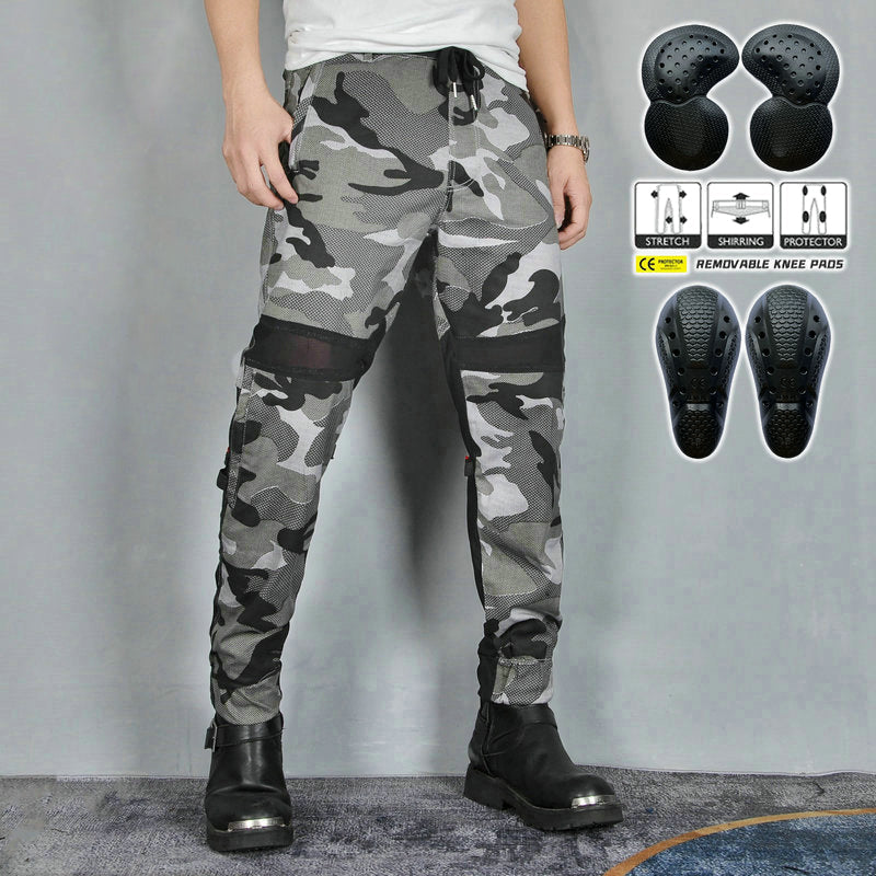 Men’s Summer Camo Moto Jeans with Mesh Panels