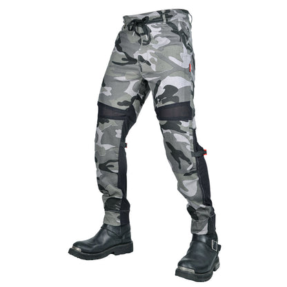Men’s Summer Camo Moto Jeans with Mesh Panels
