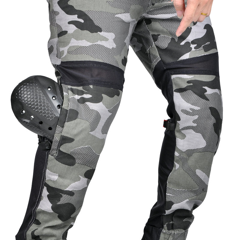 Men’s Summer Camo Moto Jeans with Mesh Panels