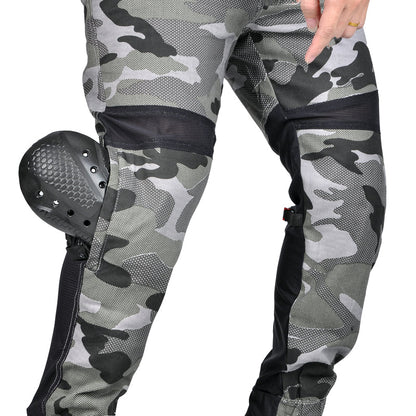Men’s Summer Camo Moto Jeans with Mesh Panels
