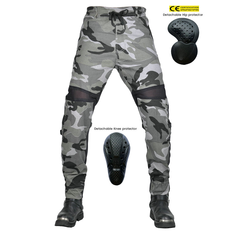 Men’s Summer Camo Moto Jeans with Mesh Panels