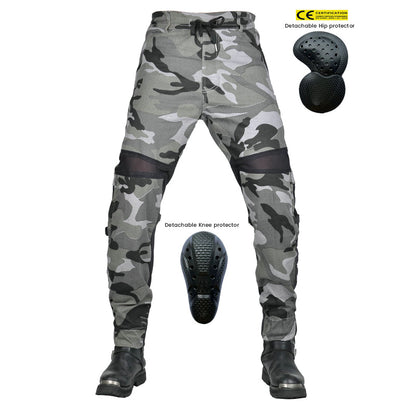 Men’s Summer Camo Moto Jeans with Mesh Panels
