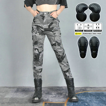 Women’s R9 Camo Motorcycle Jeans fit All Seasons