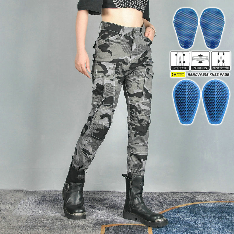 Women’s R9 Camo Motorcycle Jeans fit All Seasons