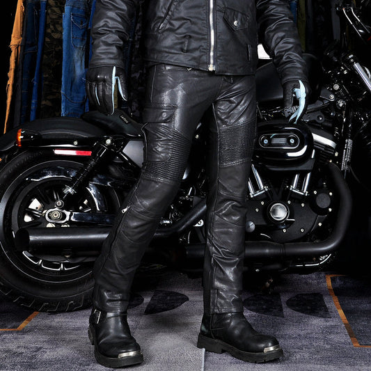 Men’s Flux 77 Motorcycle Leather Pants With Armor Protector