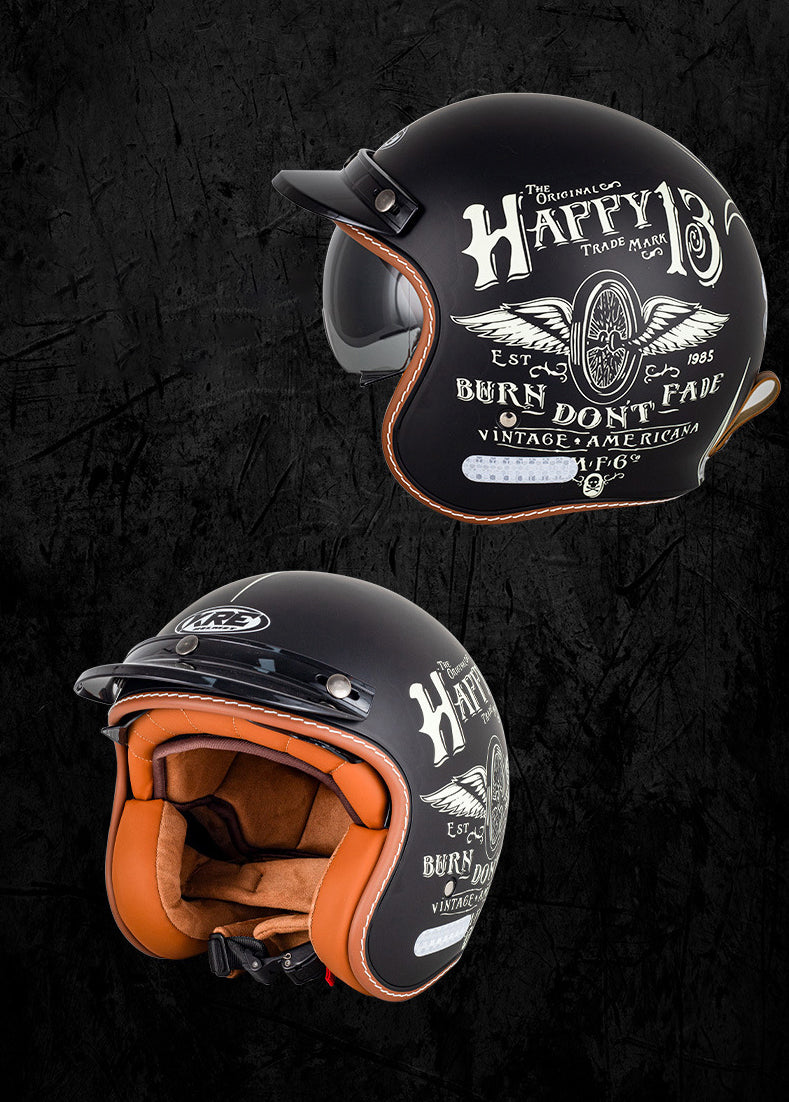 Vintage Open Face Helmet Motorcycle Retro Helmet