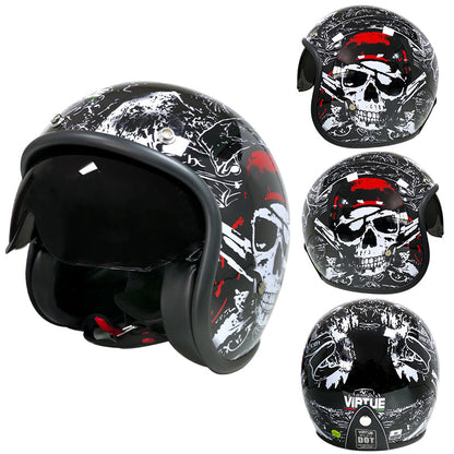 Motorcycle Open Face Helmet Double D Buckle DOT Standard