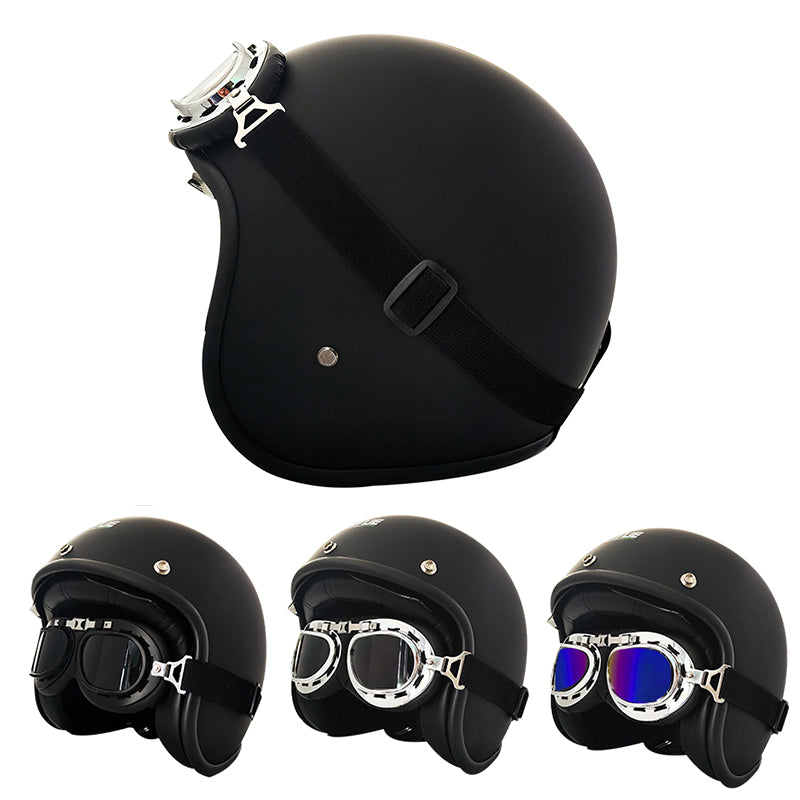 Motorcycle Open Face Helmet Double D Buckle DOT Standard