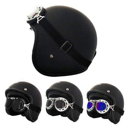 Motorcycle Open Face Helmet Double D Buckle DOT Standard