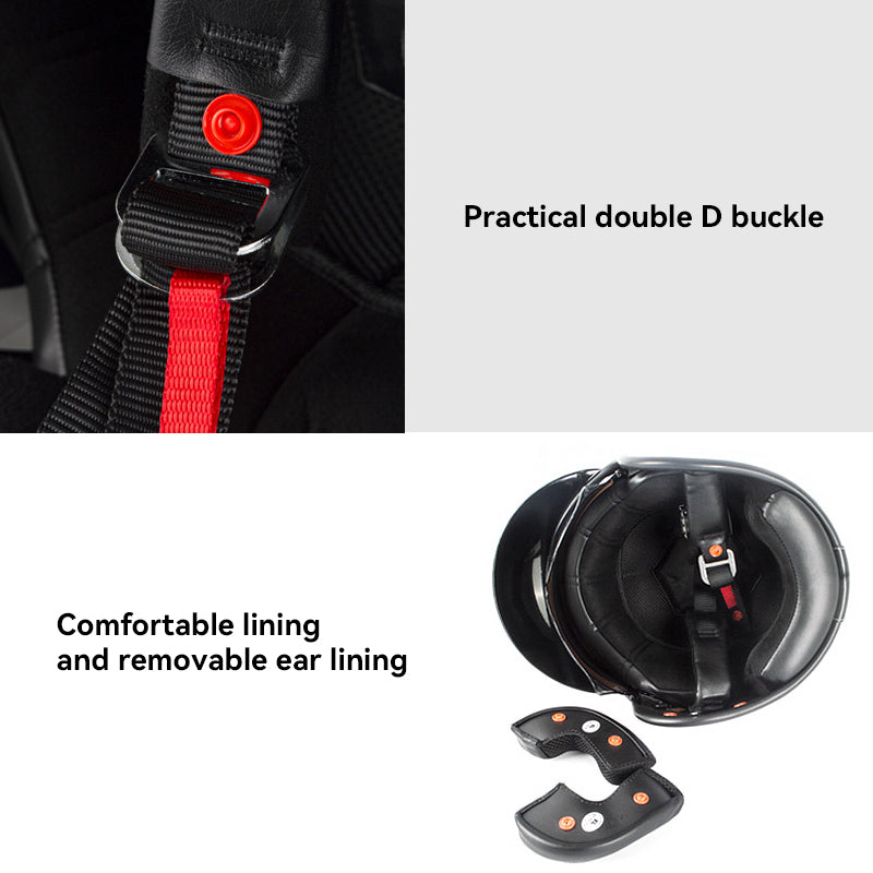 Motorcycle Open Face Helmet Double D Buckle DOT Standard