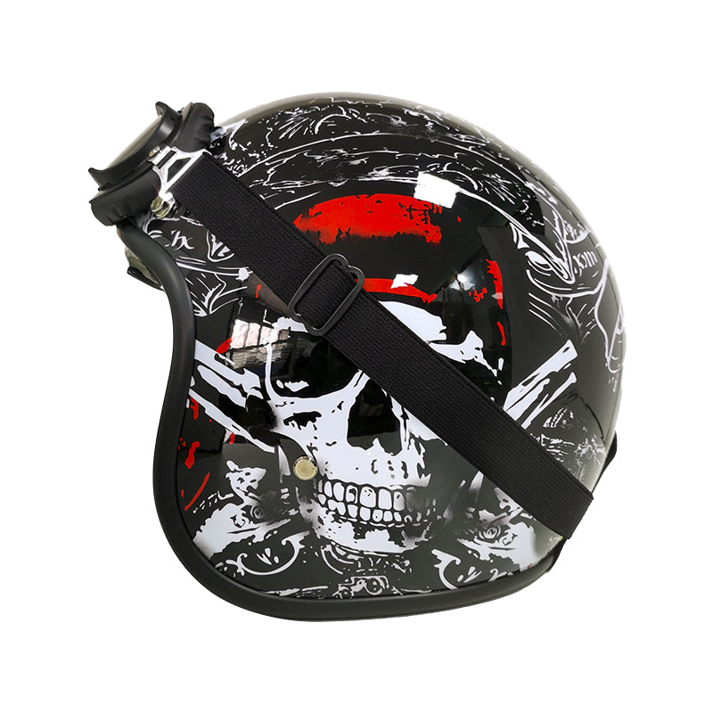 Motorcycle Open Face Helmet Double D Buckle DOT Standard