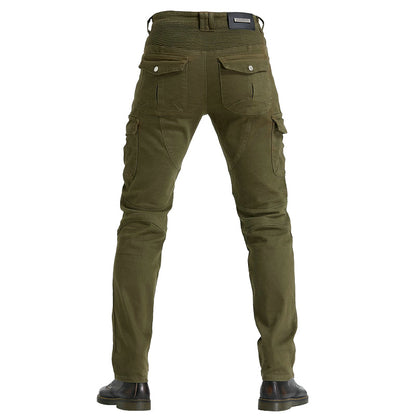 Motorcycle Racing Denim LB1 Pants with Protective Pads – Army Green