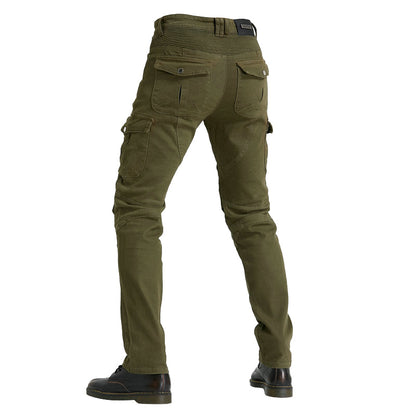 Motorcycle Racing Denim LB1 Pants with Protective Pads – Army Green