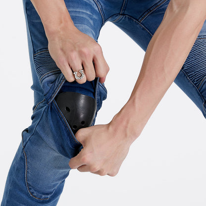 Motorcycle Riding PK718 Jeans With Protection Gear - Blue