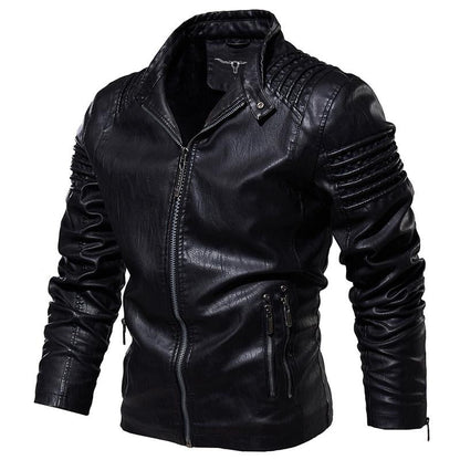 Leather Ripple Biker Jacket