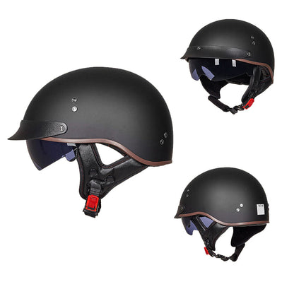 Vintage Half Face Motorcycle Helmet Matte Black