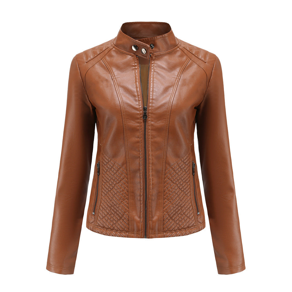 Women's Vegan Leather Moto Racer Jacket | Slim Fit
