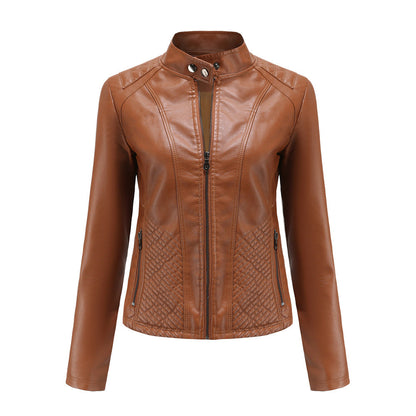 Women's Vegan Leather Moto Racer Jacket | Slim Fit