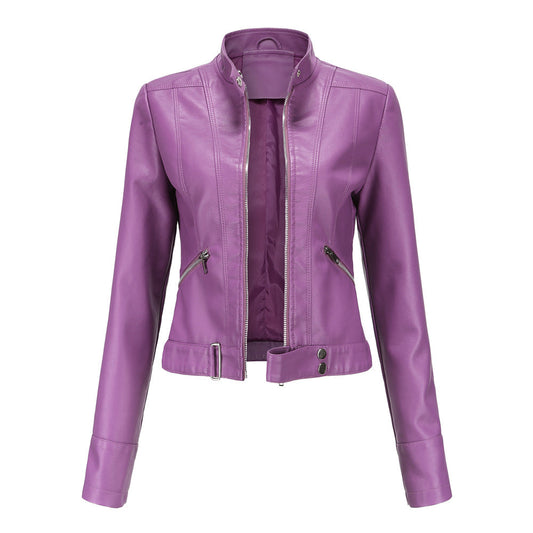Women's Cropped Faux Leather Moto Jacket