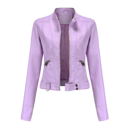 Women's Cropped Faux Leather Moto Jacket