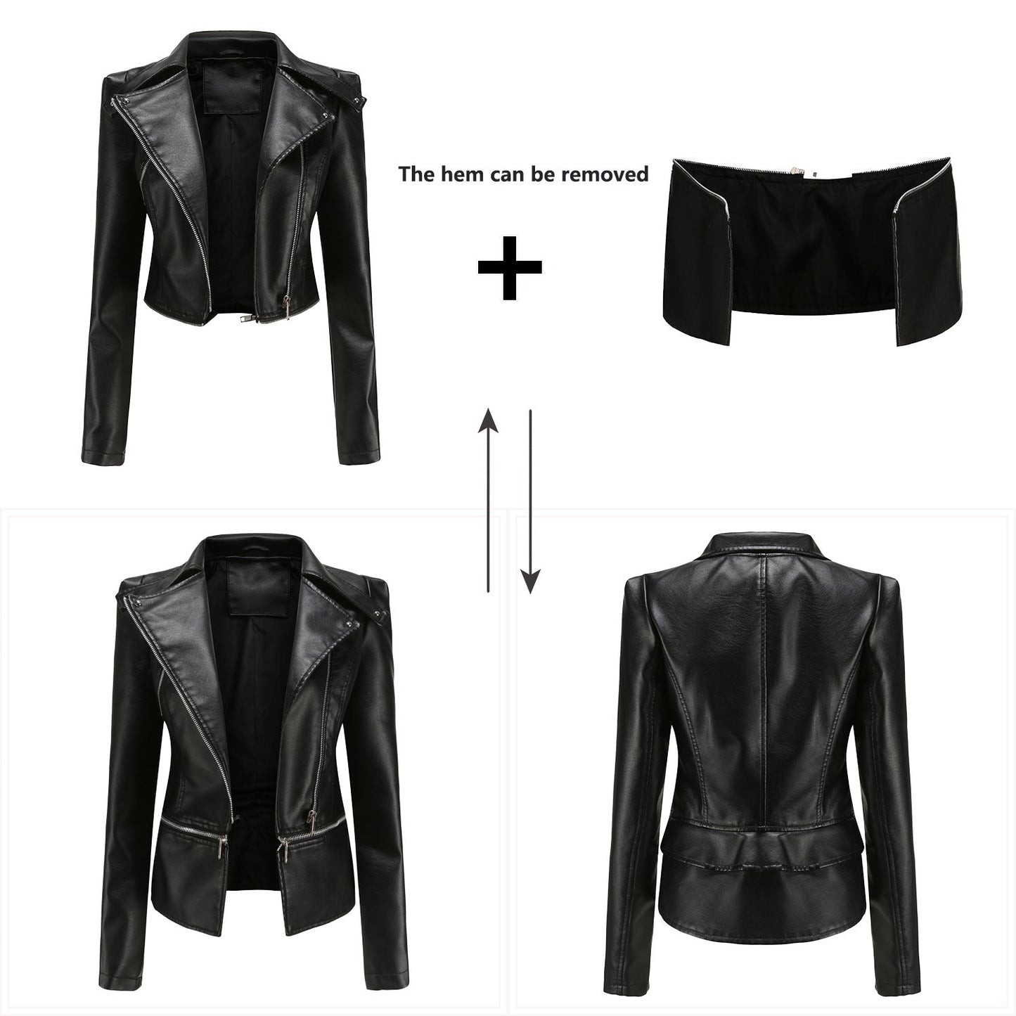 Detachable Hem Leather Jacket