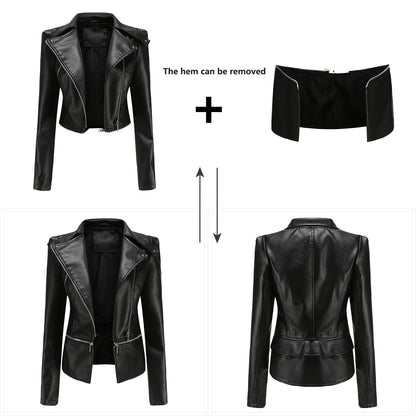 Detachable Hem Leather Jacket