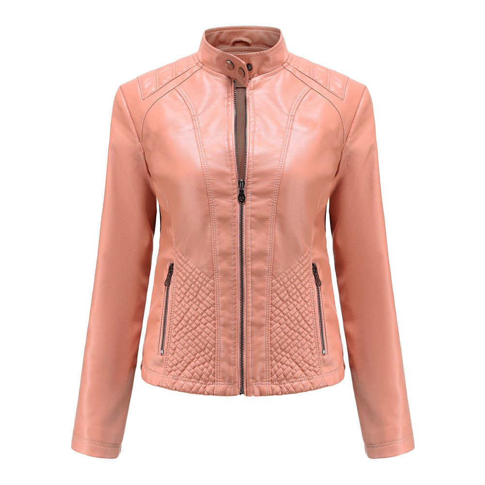 Women's Vegan Leather Moto Racer Jacket | Slim Fit