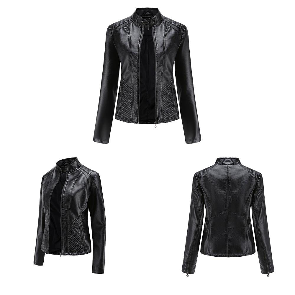 Women's Vegan Leather Moto Racer Jacket | Slim Fit