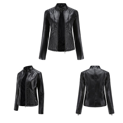 Women's Vegan Leather Moto Racer Jacket | Slim Fit