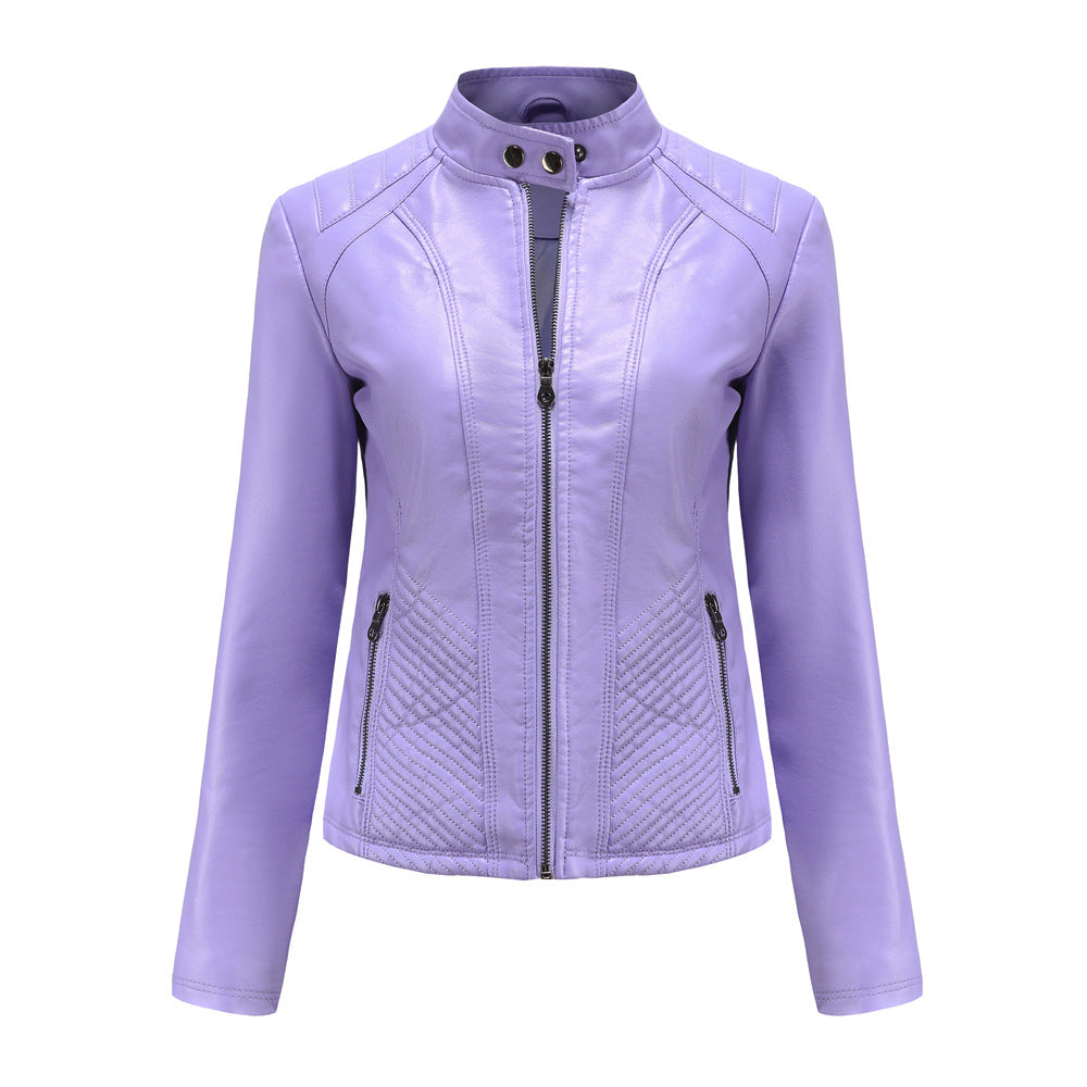 Women's Vegan Leather Moto Racer Jacket | Slim Fit