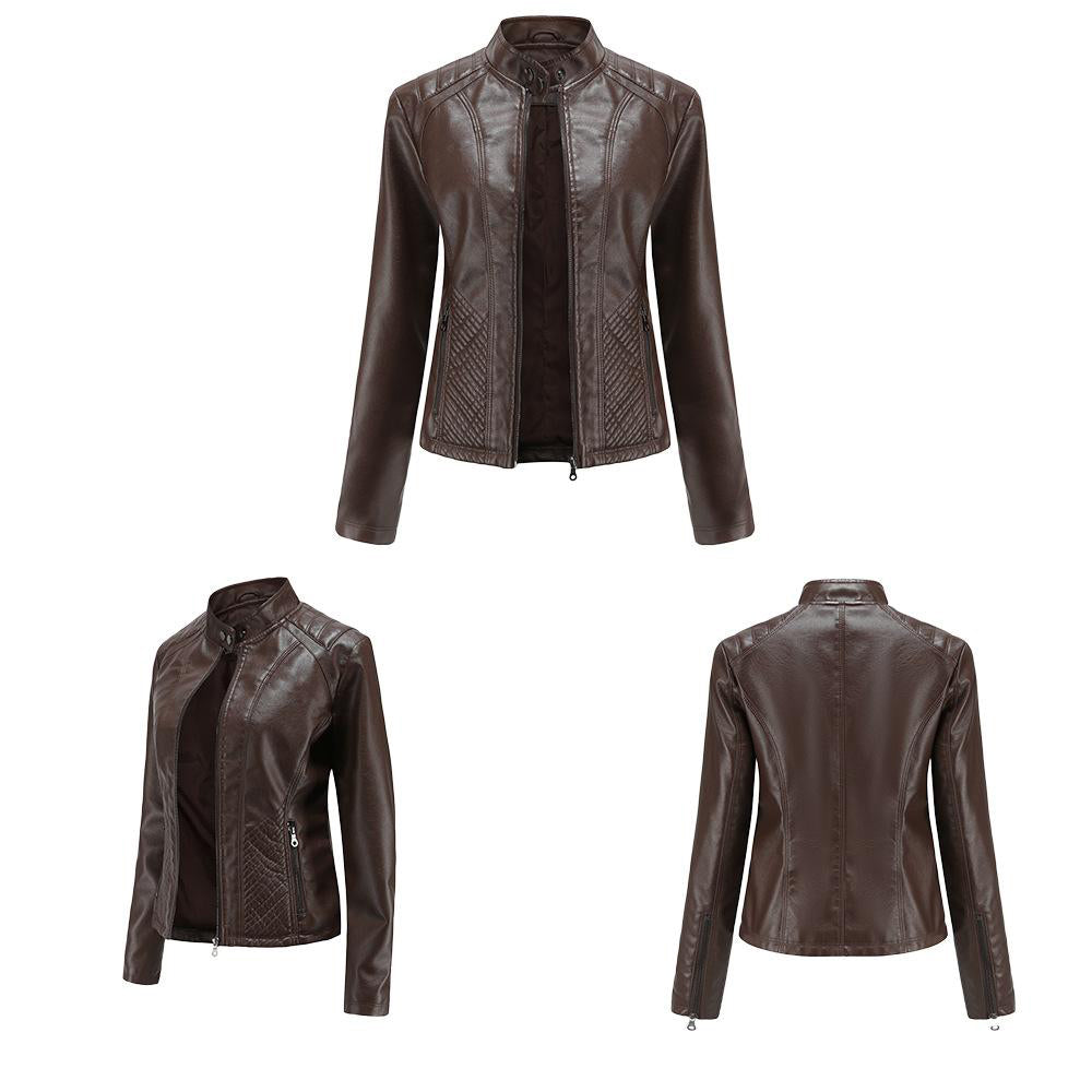 Women's Vegan Leather Moto Racer Jacket | Slim Fit