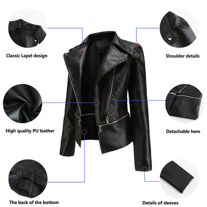 Detachable Hem Leather Jacket