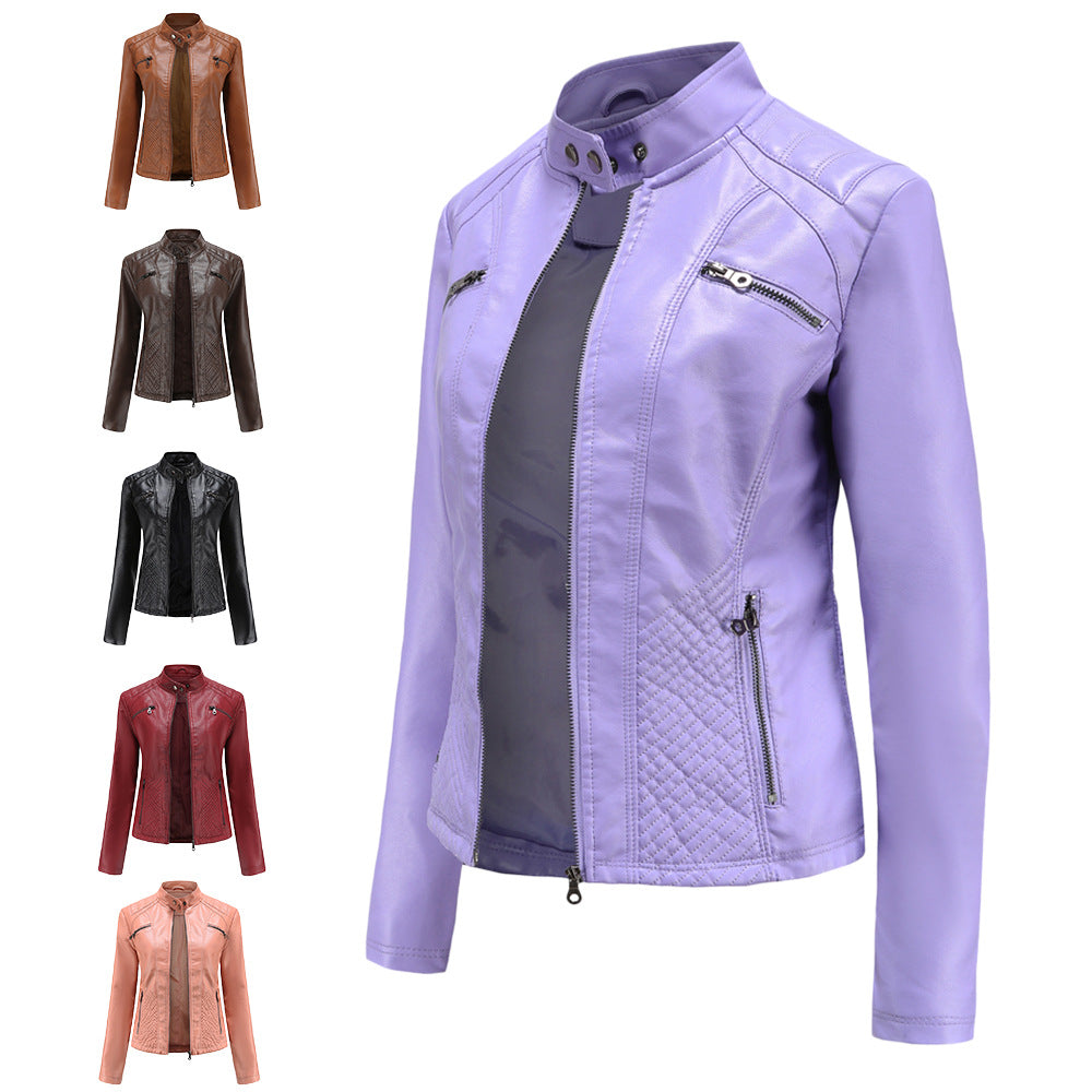 Women's Vegan Leather Moto Racer Jacket | Slim Fit