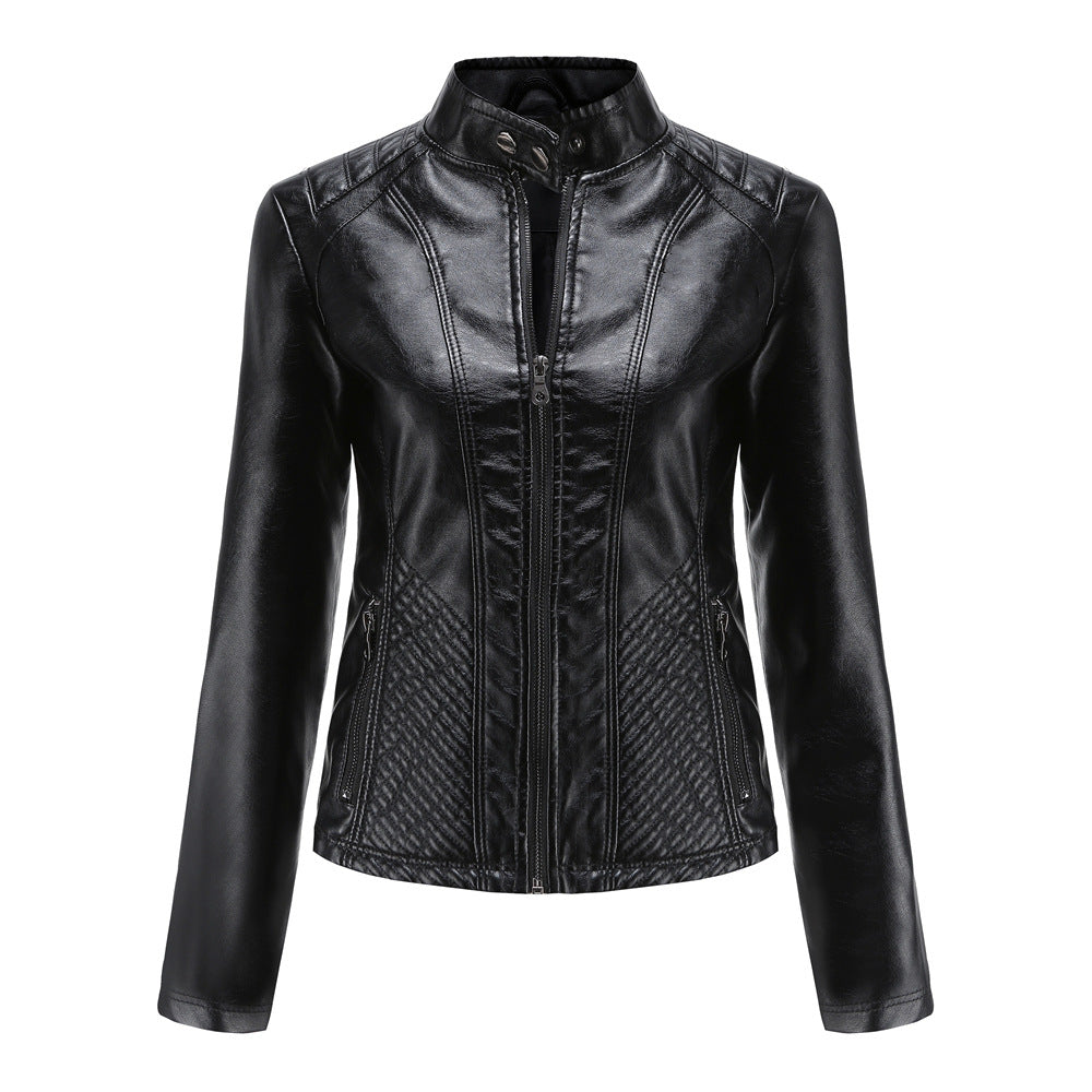 Women's Vegan Leather Moto Racer Jacket | Slim Fit