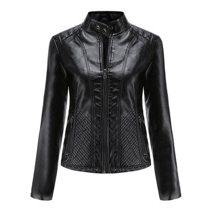 Women's Vegan Leather Moto Racer Jacket | Slim Fit