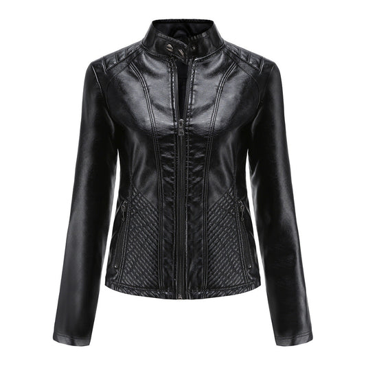 Women's Vegan Leather Moto Racer Jacket | Slim Fit