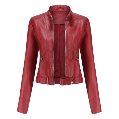 Women's Cropped Faux Leather Moto Jacket
