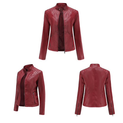 Women's Vegan Leather Moto Racer Jacket | Slim Fit