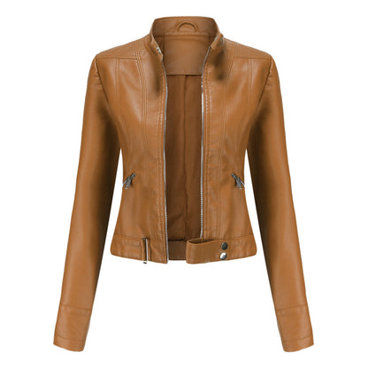 Women's Cropped Faux Leather Moto Jacket