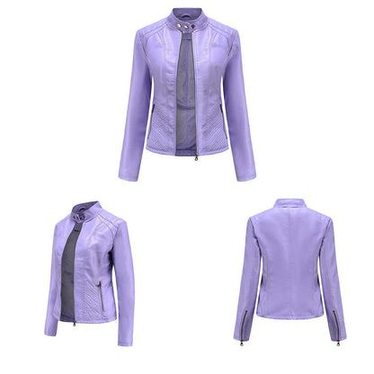 Women's Vegan Leather Moto Racer Jacket | Slim Fit
