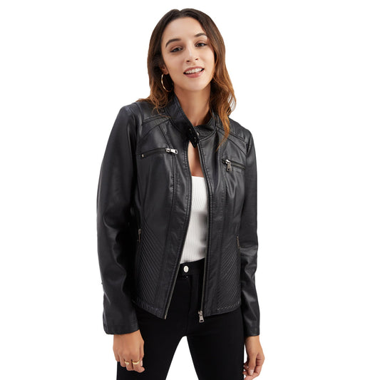 Slim Fit Faux Leather Moto Jacket