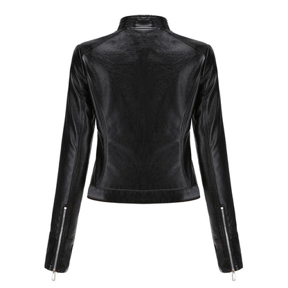 Women's Cropped Faux Leather Moto Jacket