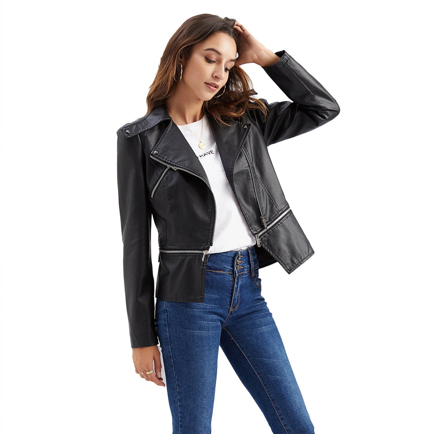 Detachable Hem Leather Jacket